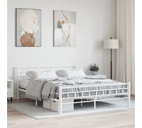 Bed frame White Steel with Plywood Slats 160x200 cm Elegant Classic Sturdy Chic