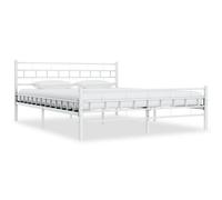 Bed Frame White Steel with Plywood Slats 160x200 cm Modern Sturdy Design Quick [EEK: A]