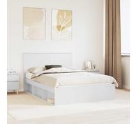 Bed Frame White Super King 150x200 cm Engineered Wood & Solid Pine Headboard UK [EEK: A]