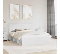 Bed frame White Super King 160x200cm Solid Pine & Engineered Wood Tall Headboard