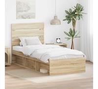 Bed Frame White Super King 180x200 Solid Pine Headboard Engineered Wood Modern. [EEK: A]