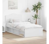 Bed Frame White Super King 90x190cm Solid Pine & Engineered Wood Modern Platform