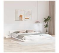Bed Frame White Wood 180x200 cm with Nightstand Modern Low Profile Floor Storage