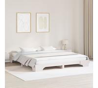 Bed Frame White Wood 200 x 200 cm Tough White Bed Frame Berkfield Home White One Size