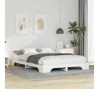 Bed Frame White Wood Double Storage Platform Frame Modern Compact with Drawer XL