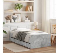 Bed Frame with 2 Drawers Concrete Grey 100x200 cm Engineered Wood Storage Finish