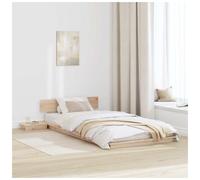 Bed Frame with Bedside Table Natural Wood 75 x 190 cm Low Modern Platform Sl