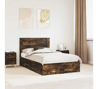 Bed Frame with Drawer Smoked Oak 135 x 190 cm Engineered Wood