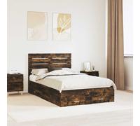 Bed Frame with Drawer Smoked Oak 135 x 190 cm Engineered Wood