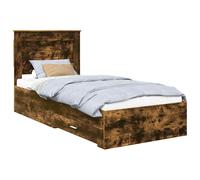 vidaXL Bed Frame with Headboard and Drawer - Engineered Wood, Modern, Manual