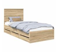 Bed Frame with Drawer with Headboard with Storage Engineer Wood Modern vidaXL