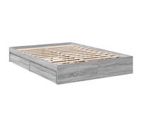 Bed Frame with Drawers Base Grey Sonoma 140x200 cm Engineered Wood vidaXL