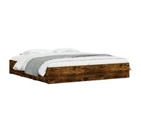 (smoked oak, 160 x 200 cm) vidaXL Bed Frame with Drawers Mattress Foundation Bed Base Engineered Wood
