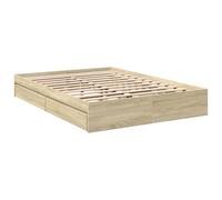 vidaXL Bed Frame With Drawers Without Mattress Sonoma Oak 160X200 cm, Brown