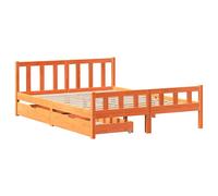 Bed Frame with Drawers Base Wax Brown 160x200 cm Solid Wood Pine vidaXL