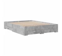 Bed Frame with Drawers Concrete Grey 140x200cm Engineered Wood Storage Platform [EEK: A]