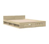 (grey sonoma, 150 x 200 cm) vidaXL Bed Frame with Drawers Bed Base Smoked Oak 200x200 cm Engineered Wood
