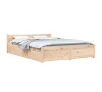 vidaXL Bed Frame with Drawers White 140x190 cm, White