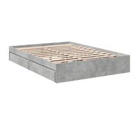 Bed Frame with Drawers Concrete Grey 135x190 cm Double Engineered Wood vidaXL