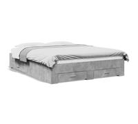 Bed Frame with Drawers Concrete Grey 140x200cm Engineered Wood Storage Platform [EEK: A]