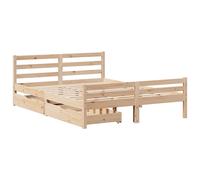 Bed Frame with Drawers Home Base 135x190 cm Double Solid Wood Pine vidaXL