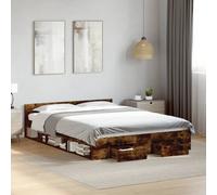 Bed frame with drawers Smoked Oak 160x200cm Engineered Wood Storage with storage