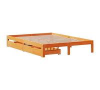 Bed Frame with Drawers Wax Brown 135x190 cm Double Solid Wood Pine vidaXL