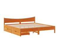 (wax brown, 180 x 200 cm) vidaXL Bed Frame with Drawers Bed Base Solid Wood Pine