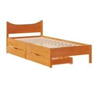 Bed Frame with Drawers Wax Brown 75x190 cm Small Single Solid Wood Pine vidaXL