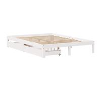Bed Frame with Drawers White 135x190 cm Double Solid Wood Pine vidaXL