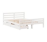 Bed Frame with Drawers White 135x190 cm Double Solid Wood Pine vidaXL