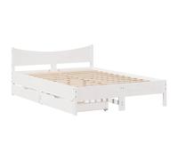 Bed Frame with Drawers White 135x190 cm Double Solid Wood Pine vidaXL