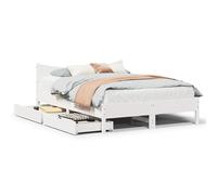 Bed Frame with Drawers White 150x200 cm King Size Solid Wood Pine vidaXL