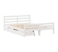 Bed Frame with Drawers White 150x200 cm King Size Solid Wood Pine vidaXL