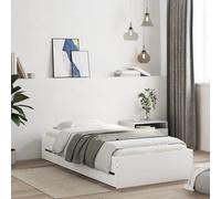 Bed frame with drawers white engineered wood 100x200 cm modern storage underbed [EEK: A]