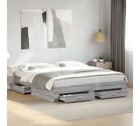 vidaXL Bed Frame With Drawers Without Mattress Grey Sonoma 180X200 cm Super King, Grey