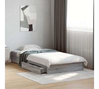 Bed Frame with Drawers without Mattress Grey Sonoma 90x190 cm Single