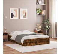 vidaXL Bed Frame with Drawers Smoked Oak 120x190 cm Small Double Engineered Wood