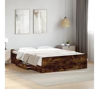 Bed Frame with Drawers without Mattress Smoked Oak 135x190 cm Double