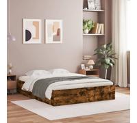Bed Frame with Drawers without Mattress Smoked Oak 140x190 cm