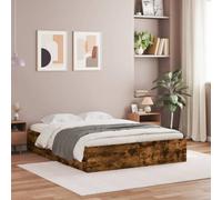 Bed Frame with Drawers without Mattress Smoked Oak 140x200 cm