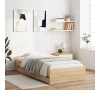 (sonoma oak, 100 x 200 cm) vidaXL Bed Frame with Drawers Mattress Foundation Bed Base Engineered Wood