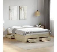 vidaXL Bed Frame with Drawers without Mattress Sonoma Oak 140x190 cm