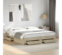 Bed Frame with Drawers Bed Base Mattress Foundation Engineered Wood vidaXL