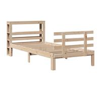 Bed Frame with Headboard 75x190 cm Small Single Solid Wood Pine vidaXL