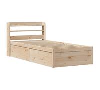 Bed Frame with Headboard 75x190 cm Small Single Solid Wood Pine vidaXL