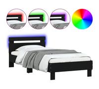 (black, 75 x 190 cm) vidaXL Bed Frame with Headboard and LED Bed Base Bedstead Matress Foundation