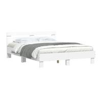 (white, 150 x 200 cm) vidaXL Bed Frame with Headboard and LED Bed Base Bedstead Matress Foundation