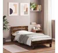 vidaXL Bed Frame without Mattress with LED Lights Smoked Oak 90x190 cm Single (838747), Brown