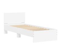 (smoked oak, 75 x 190 cm) vidaXL Bed Frame with Headboard and LED Bed Base Mattress Foundation Bedstead